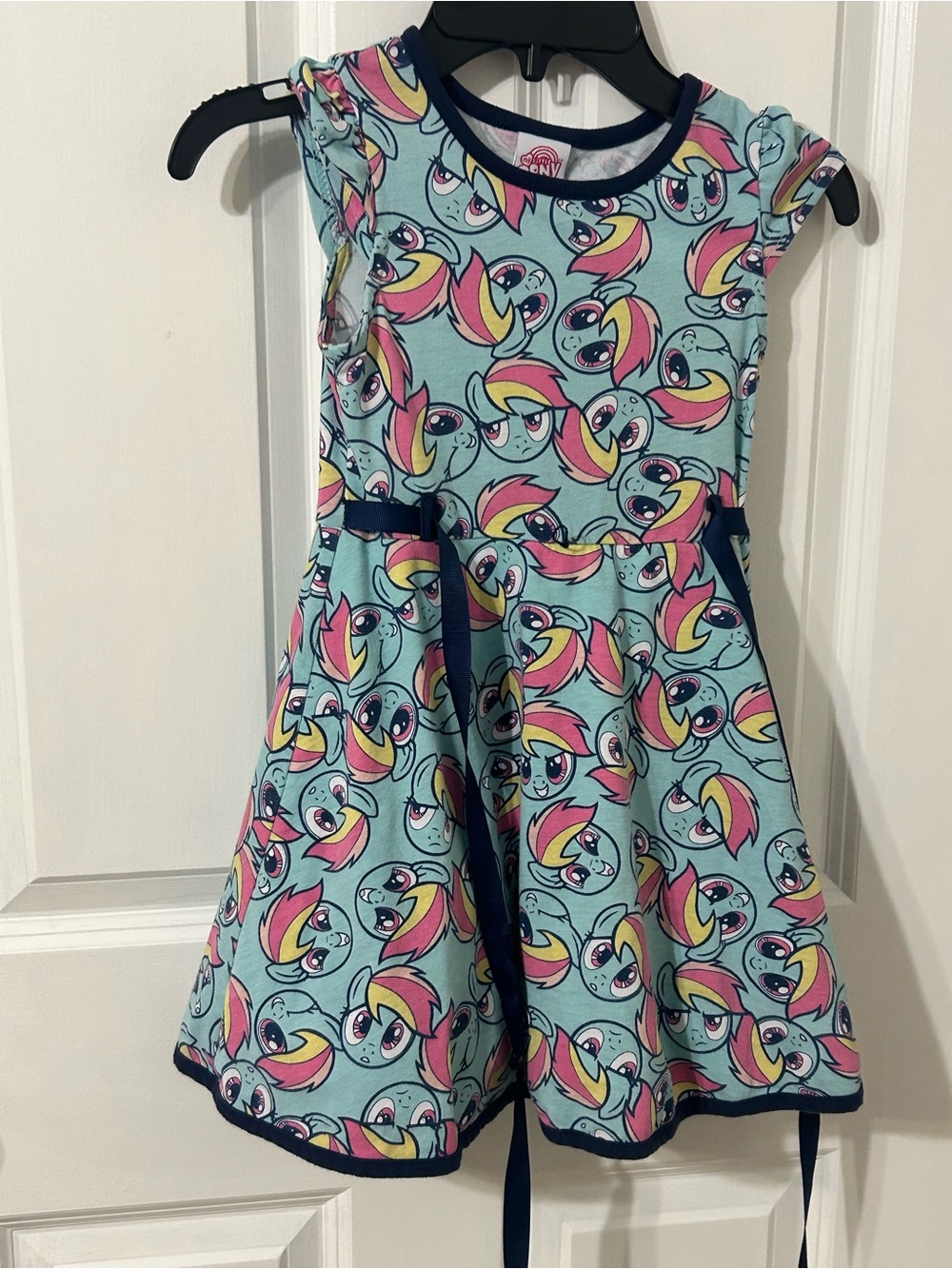 Size 5 Girls' Character Print Aqua Twirl Dress - My Little Pony Inspired